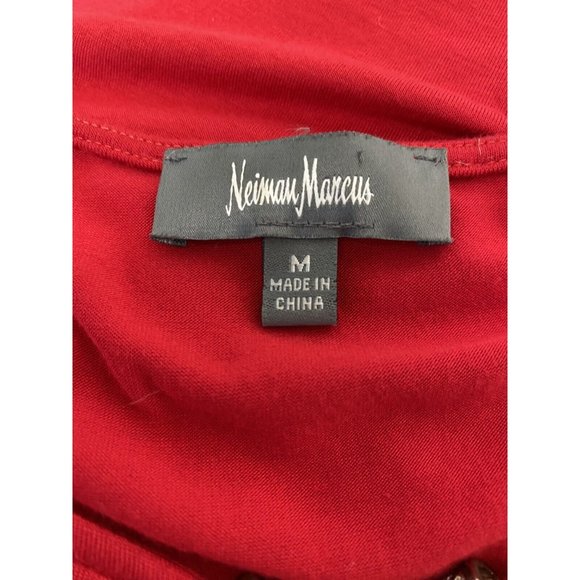 Neiman Marcus Red Sleeveless Jewel Keyhole V Neck Tunic Viscose Blouse M - Picture 7 of 10